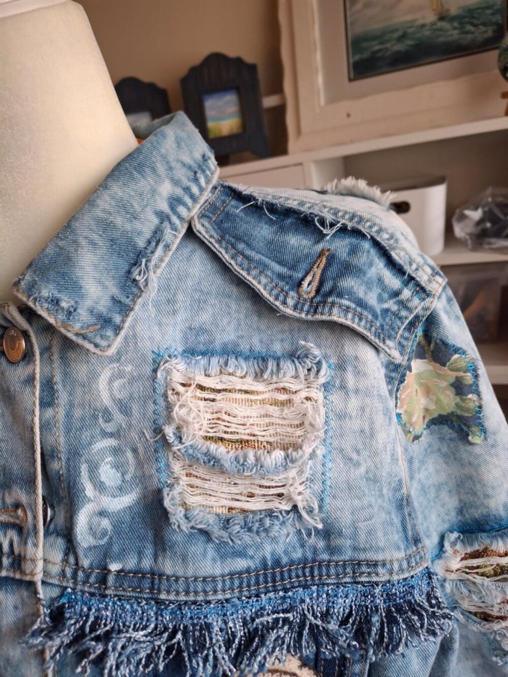 ENSY One-of-a-Kind Handmade Upcycled Denim Duster Coat A dramatic wearable artwo - Picture 7 of 10
